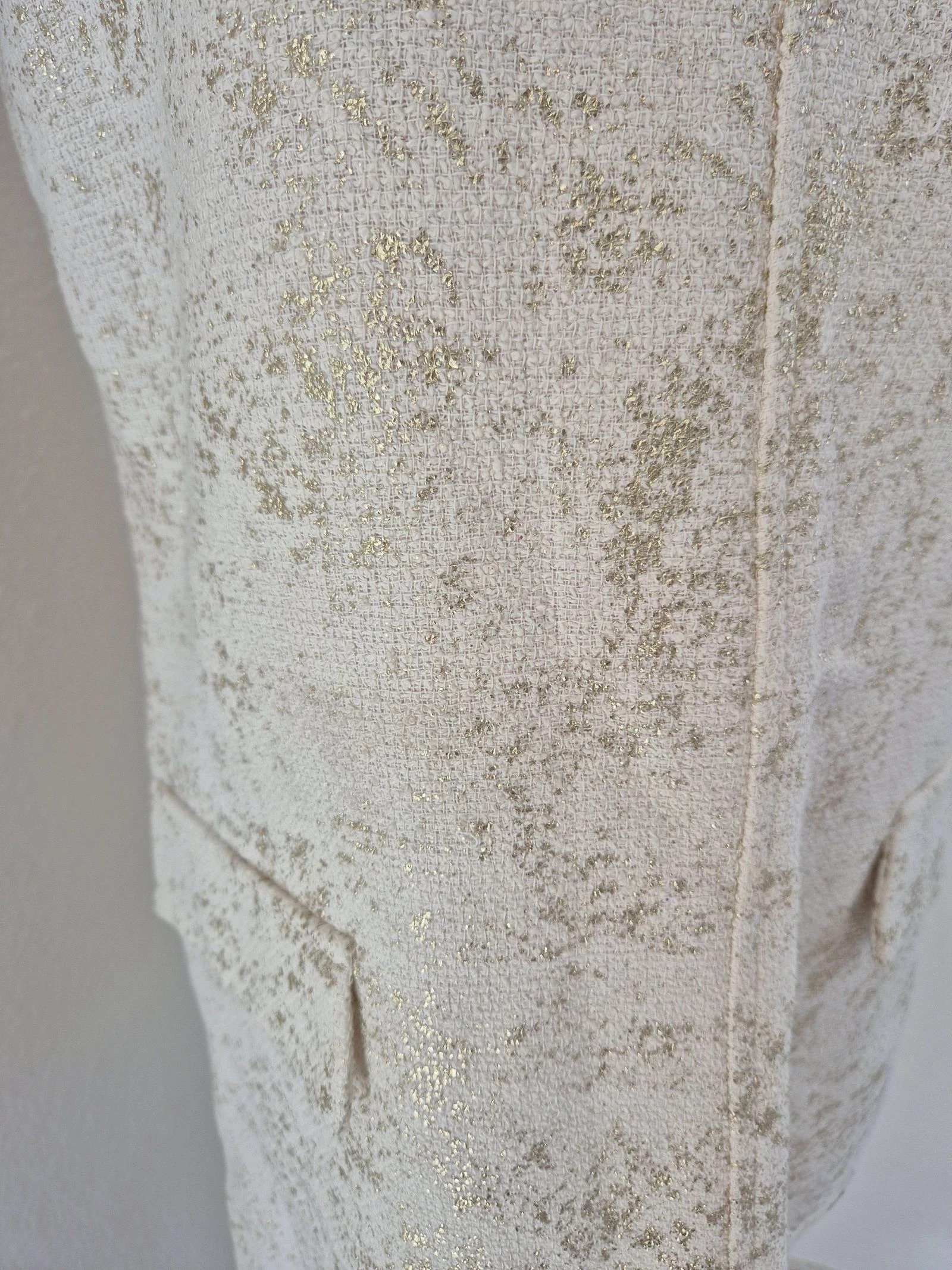 Vestido reto Zara M 38 tweed cru e dourado sem mangas chique elegante noite cerimônia – photo 2
